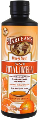 Barleans, Total Omega 369 Supplement, Orange Cream, 16 oz (454 g) ,المكملات الغذائية، ايفا اوميجا 3 6 9 (إيبا دا)