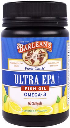 Barleans, Ultra EPA, Fish Oil Omega-3, Lemonade Flavor, 60 Softgels ,المكملات الغذائية، إيفا أوميجا 3 6 9 (إيبا دا)، دا، إيبا