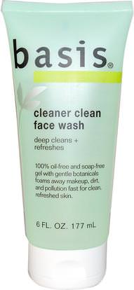 Basis, Cleaner Clean Face Wash, 6 fl oz (177 ml) ,الجمال، العناية بالوجه، نوع البشرة العادية لتجفيف الجلد نوع التحرير والسرد إلى البشرة الدهنية
