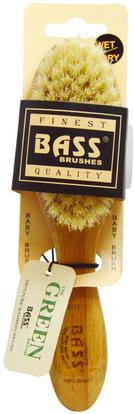 Bass Brushes, Baby Brush Soft Bristle, 100% Natural Bristle 100% Bamboo with Wood Handle, 1 Hair Brush ,حمام، الجمال، فرش الشعر، دقة بالغة، فروة الرأس