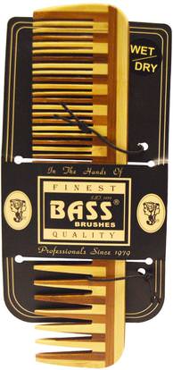Bass Brushes, Large Wood Comb, Wide Tooth/ Fine Combination ,حمام، الجمال، فرش الشعر