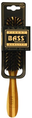 Bass Brushes, Semi Oval, Seven Row Design, 100% Wild Boar, Wood Handle, 1 Hair Brush ,حمام، الجمال، فرش الشعر
