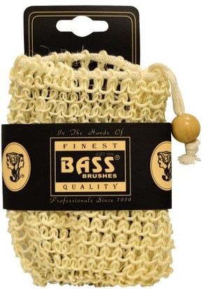 Bass Brushes, Sisal Soap Holder Pouch, with Drawstring, 100% Natural Fibers, Firm, 1 Piece ,حمام، الجمال، الصابون