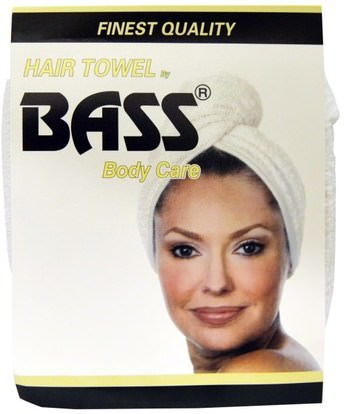 Bass Brushes, Super Absorbent Hair Towel, White, 1 Piece ,حمام، الجمال، دقة بالغة، فروة الرأس