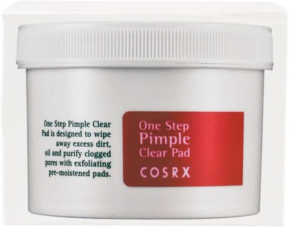 حمام، الجمال، حب الشباب المنتجات الموضعية Cosrx, One Step Pimple Clear Pad, 70 Pads, (135 ml)