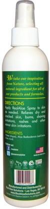 حمام، الجمال، الألوة فيرا كريم محلول هلام Real Aloe Inc., Aloe Vera Spray, 8 oz (227 ml)
