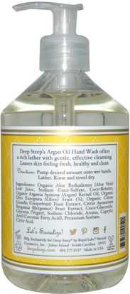 حمام، الجمال، أرجان، حمام Deep Steep, Argan Oil Hand Wash, Grapefruit Bergamot, 17.6 fl oz (520 ml)