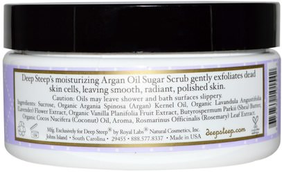 حمام، الجمال، أرجان، بدن، الدعك Deep Steep, Argan Oil Sugar Scrub, Lavender - Vanilla, 8 oz (226 g)