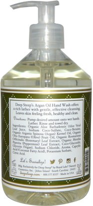 حمام، الجمال، أرجان، سواب Deep Steep, Argan Oil Hand Wash, Rosemary - Mint, 17.6 fl oz (520 ml)