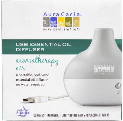 حمام، الجمال، الزيوت العطرية الزيوت، الناشرون الهواء Aura Cacia, Aromatherapy Air, USB Essential Oil Diffuser, 1 Diffuser