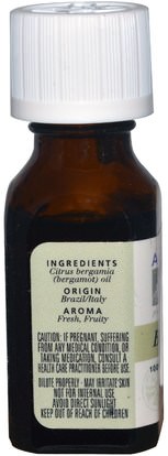 حمام، الجمال، الزيوت العطرية الزيوت، زيت البرغموت Aura Cacia, 100% Pure Essential Oil, Bergamot.5 fl oz (15 ml)