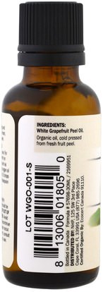 حمام، الجمال، الزيوت العطرية الزيوت، زيت الجريب فروت Dr. Mercola, Organic Essential Oil, White Grapefruit, 1 oz (30 ml)