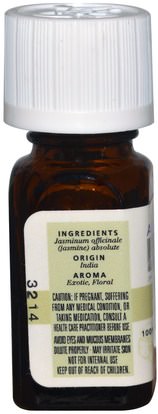 حمام، الجمال، الزيوت العطرية الزيوت، زيت الياسمين Aura Cacia, 100% Pure Essential Oil, Jasmine Absolute.125 fl oz (3.7 ml)
