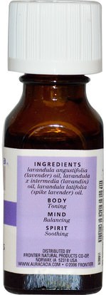 حمام، الجمال، الزيوت العطرية الزيوت، زيت الخزامى Aura Cacia, 100% Pure Essential Oils, Lavender Harvest, 0.5 fl oz (15 ml)
