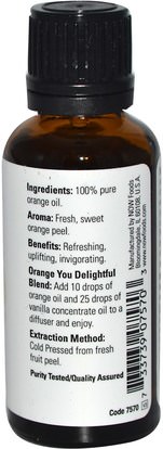 حمام، الجمال، الزيوت العطرية الزيوت، زيت البرتقال Now Foods, Essential Oils, Orange, 1 fl oz (30 ml)