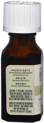حمام، الجمال، الزيوت العطرية الزيوت، روزماري النفط Aura Cacia, 100% Pure Essential Oil, Rosemary.5 fl oz (15 ml)