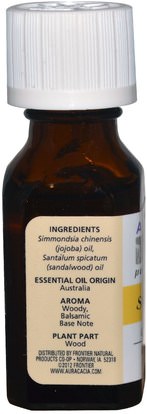حمام، الجمال، الروائح الزيوت العطرية، زيت خشب الصندل Aura Cacia, Pure Essential Oils, Sandalwood.5 fl oz (15 ml)