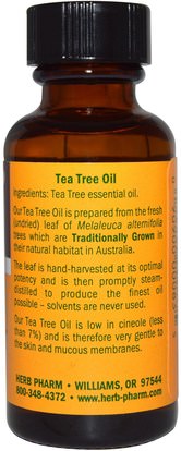 حمام، الجمال، الروائح الزيوت العطرية، زيت شجرة الشاي Herb Pharm, Tea Tree Oil, 1 fl oz (29.6 ml)