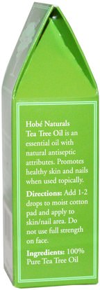حمام، الجمال، الروائح الزيوت العطرية، زيت شجرة الشاي Hobe Labs, Tea Tree Oil, 2 fl oz (59 ml)