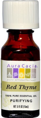 حمام، الجمال، الزيوت العطرية الزيوت، زيت الزعتر Aura Cacia, 100% Pure Essential Oil, Red Thyme, Purifying, 0.5 fl oz (15 ml) (Discontinued Item)