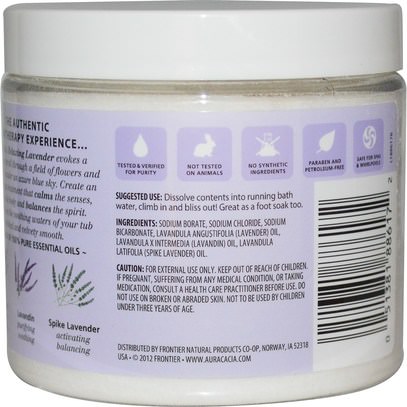 حمام، الجمال، أملاح الاستحمام Aura Cacia, Aromatherapy Mineral Bath, Relaxing Lavender, 16 oz (454 g)