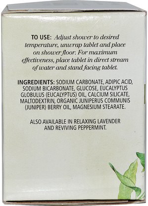 حمام، الجمال، أملاح الاستحمام Aura Cacia, Aromatherapy Shower Tablets, Purifying Eucalyptus, 3 Tablets, 1 oz Each