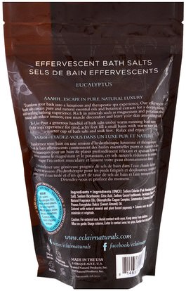 حمام، الجمال، أملاح الاستحمام Eclair Naturals, Effervescent Bath Salts, Eucalyptus, 14 oz (397 g)