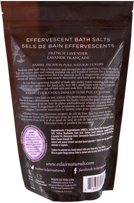 حمام، الجمال، أملاح الاستحمام Eclair Naturals, Effervescent Bath Salts, French Lavender, 14 oz (397 g)