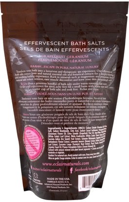 حمام، الجمال، أملاح الاستحمام Eclair Naturals, Effervescent Bath Salts, Grapefruit Geranium, 14 oz (397 g)