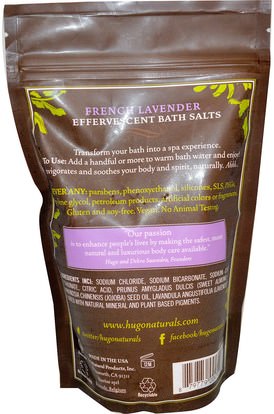 حمام، الجمال، أملاح الاستحمام Hugo Naturals, Effervescent Bath Salts, French Lavender, 14 oz (397 g)