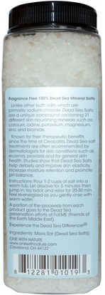 حمام، الجمال، أملاح الاستحمام One with Nature, Dead Sea Mineral Bath Salts, Fragrance Free, 32 oz (907 g)