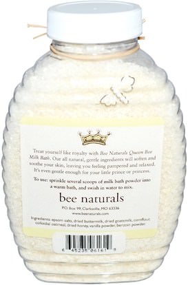 حمام، الجمال، أملاح الحمام، اللوطي مشتهي المماثل، إجتماع للعمل، كولكتيون Bee Naturals, Queen Bee Milk Bath, 10 oz