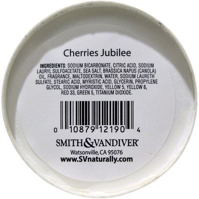 حمام، الجمال، أملاح الاستحمام Smith & Vandiver, Double-Dip Fizz & Foam, Cherries Jubilee, 4 oz (113 g)