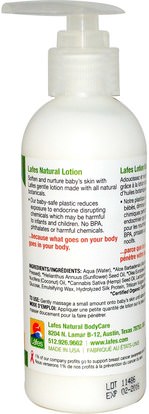 حمام، الجمال، غسول الجسم، أطفال حمام Lafes Natural Body Care, Baby, Natural Lotion, Fragrance-Free, 6 oz (177 ml)