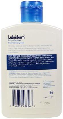 حمام، الجمال، غسول الجسم Lubriderm, Daily Moisture Lotion, Normal to Dry Skin, Fragrance Free, 6 fl oz (177 ml)