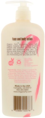 حمام، الجمال، غسول الجسم Organic Fiji, Face & Body Lotion with Organic Coconut Oil, Tuberose, 12 oz (354 ml)