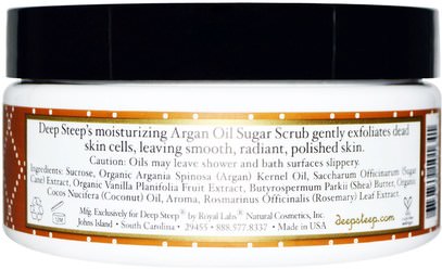 حمام، الجمال، بدن، الدعك، أرجان، حمام Deep Steep, Argan Oil Sugar Scrub, Brown Sugar - Vanilla, 8 oz (226 g)