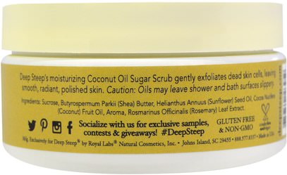 حمام، الجمال، فرك الجسم Deep Steep, Coconut Oil Sugar Scrub, Vanilla Coconut, 8 oz (226 g)