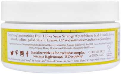حمام، الجمال، فرك الجسم Deep Steep, Fresh Honey Sugar Scrub, Honey Blossom, 8 oz (226 g)