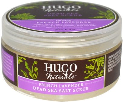 حمام، الجمال، فرك الجسم Hugo Naturals, Dead Sea Salt Scrub, French Lavender, 9 oz (255 g)