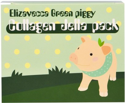 حمام، الجمال، درس بإجهاد، هشاشة العظام، الكولاجين Elizavecca, Green Piggy, Collagen Jelly Pack, 3.53 oz (100 g)
