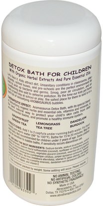حمام، الجمال، أملاح حمام الفقاعة Abra Therapeutics, Aromasaurus Detox Aroma Therapy Bubble Bath For Children, 20 oz (566 g)