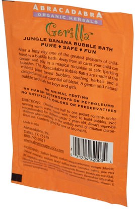حمام، الجمال، أملاح حمام الفقاعة Abra Therapeutics, Gorilla Jungle Banana Bubble Bath, 2.5 oz (71 g)