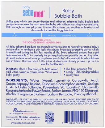 حمام، الجمال، حمام الفقاعة Sebamed USA, Baby Bubble Bath, 6.8 fl oz (200 ml)