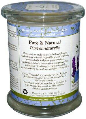 حمام، الجمال، الشمعات Aroma Naturals, 100% Natural Soy Essential Oil Candle, Tranquility, Lavender, 8.8 oz (260 g)