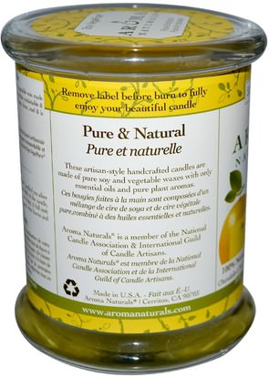 حمام، الجمال، الشمعات Aroma Naturals, Soy VegePure, 100% Natural Soy Essential Oil Candle, Ambiance, Orange & Lemongrass, 8.8 oz (260 g)