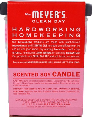 حمام، الجمال، الشمعات Mrs. Meyers Clean Day, Scented Soy Candle, Peppermint, 4.9 oz (140 g)