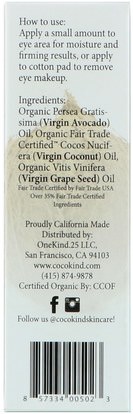 حمام، الجمال، زيت جوز الهند الجلد Cocokind, Organic Eye Firming Oil, 1 fl oz (30 ml)