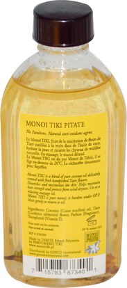 حمام، الجمال، زيت جوز الهند الجلد Monoi Tiare Tahiti, Coconut Oil, Pitate (Jasmine), 4 fl oz (120 ml)
