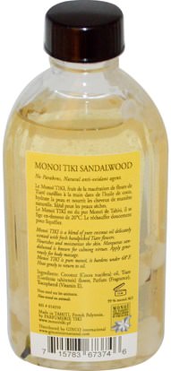 حمام، الجمال، زيت جوز الهند الجلد Monoi Tiare Tahiti, Coconut Oil, Sandalwood, 4 fl oz (120 ml)